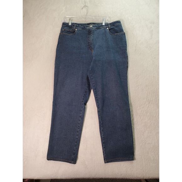 Bianca Jeans Women Size 16 Blue Denim Cotton Flat Front Wide Leg 5-Pocket Design - Picture 10 of 10